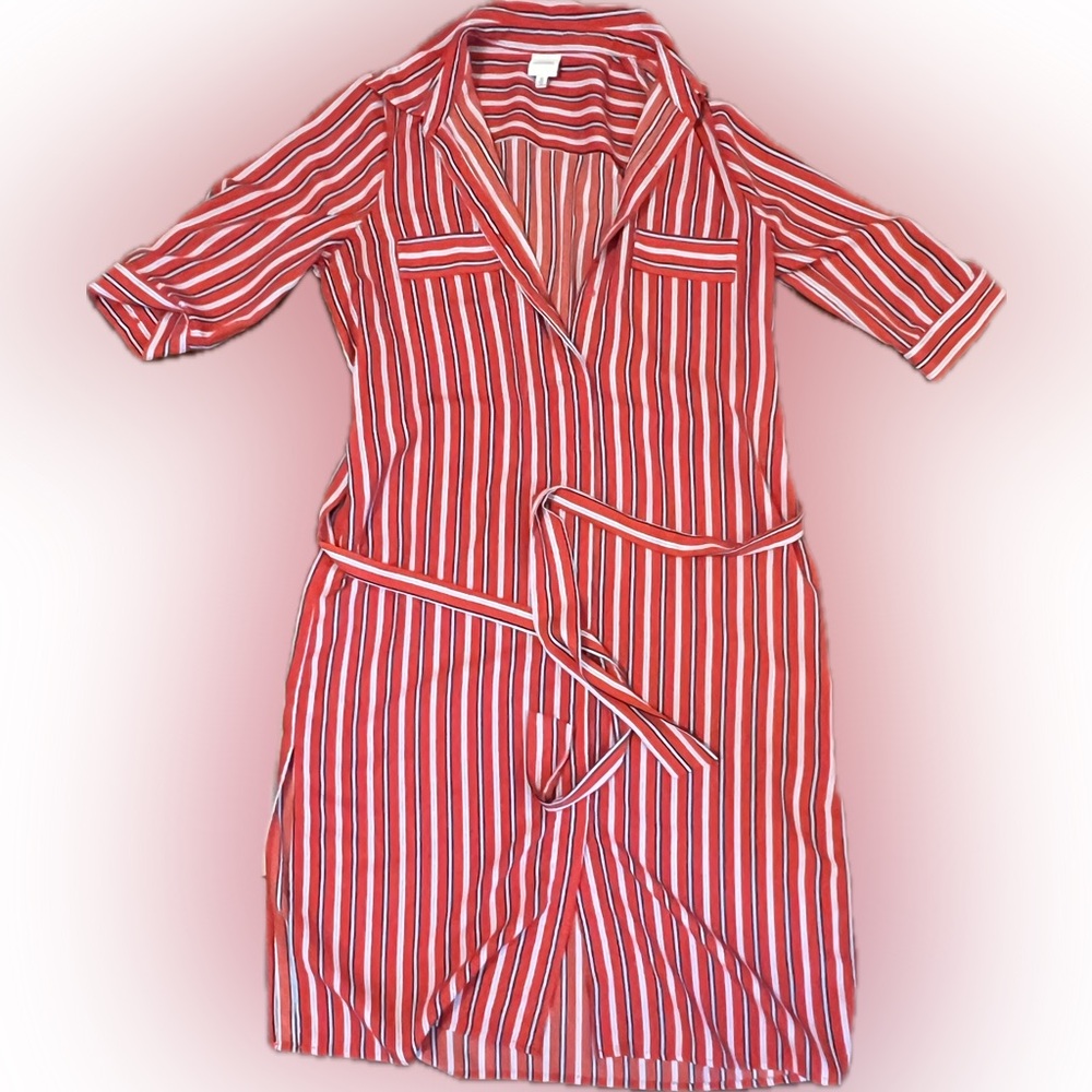 Pleione Vibrant Orange and White Striped Dress